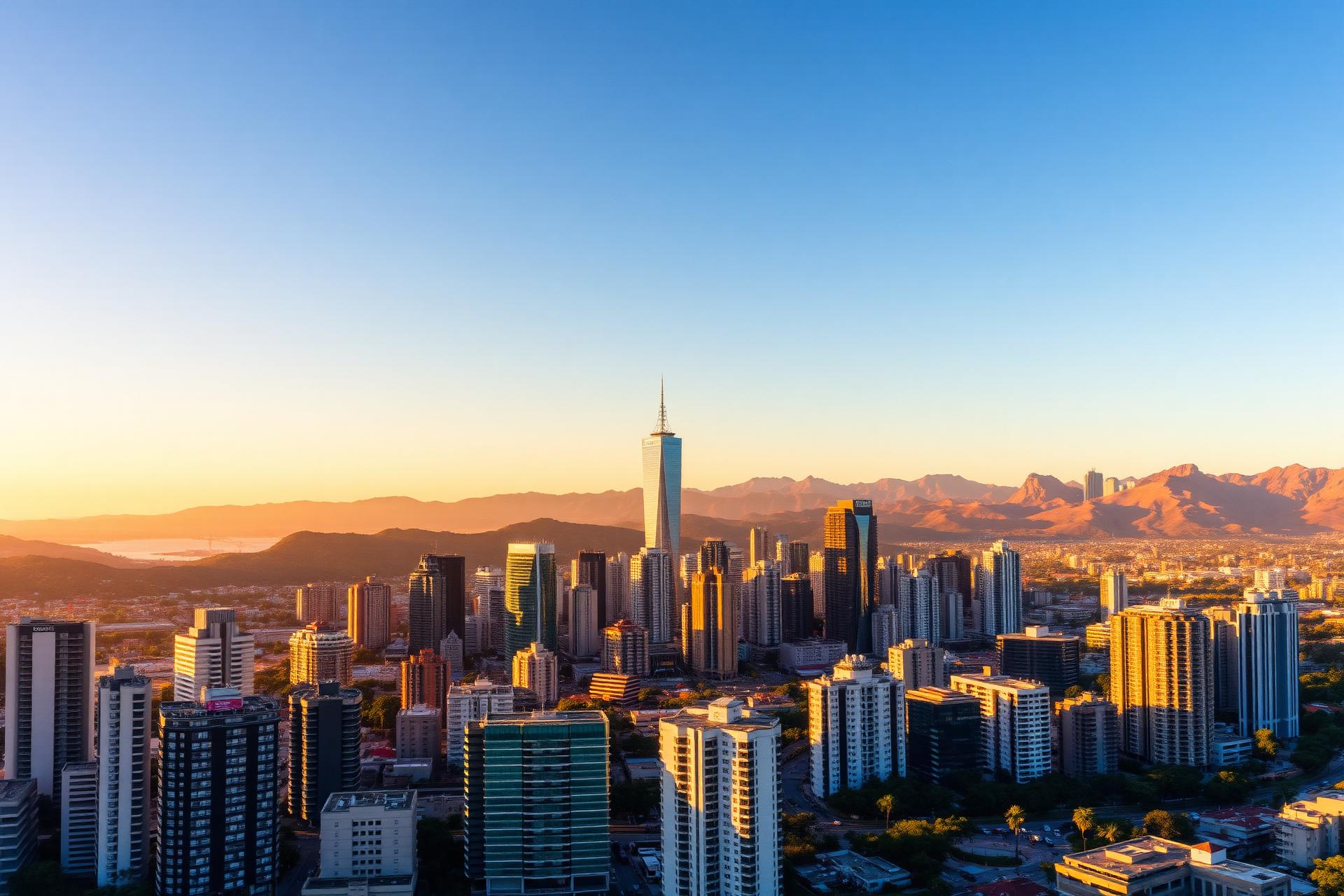 Latin American skyline at dusk